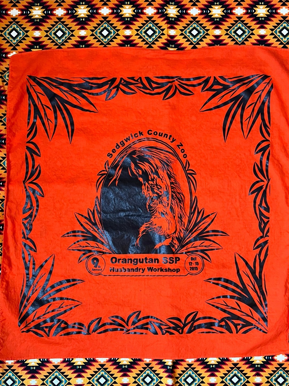 Vintage 2015 Sedgwick County Zoo Orangutan 🦍SSP Husbandry Workshop Bandana🦧